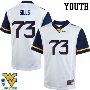Youth West Virginia University #73 Josh Sills White Player Jerseys 775178-427