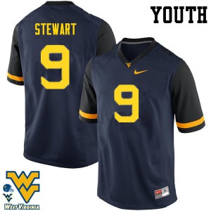 Youth WVU #9 Jovanni Stewart Navy Football Jerseys 130270-159