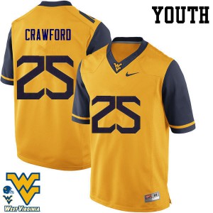Youth WVU #25 Justin Crawford Gold NCAA Jerseys 666701-482