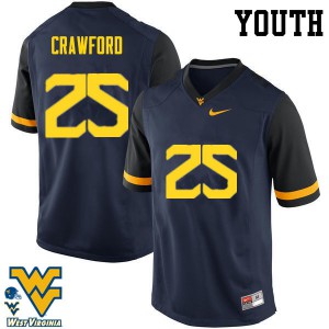 Youth West Virginia Mountaineers #25 Justin Crawford Navy NCAA Jerseys 737180-749