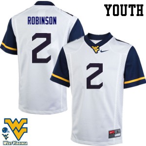 Youth West Virginia Mountaineers #2 Kenny Robinson White NCAA Jersey 448756-876