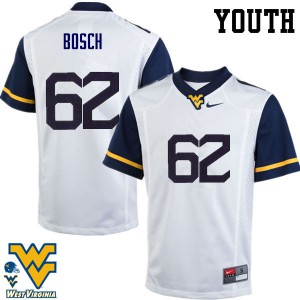 Youth West Virginia #62 Kyle Bosch White College Jerseys 488237-986