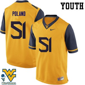 Youth West Virginia #51 Kyle Poland Gold Embroidery Jersey 711707-557