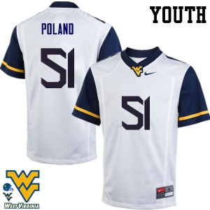 Youth West Virginia University #51 Kyle Poland White Embroidery Jersey 717659-359