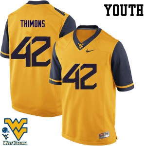 Youth WVU #42 Logan Thimons Gold University Jerseys 386271-672