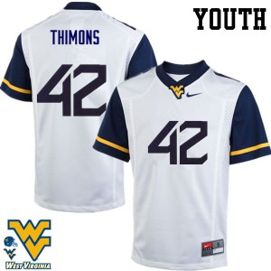 Youth West Virginia University #42 Logan Thimons White Player Jersey 717139-121