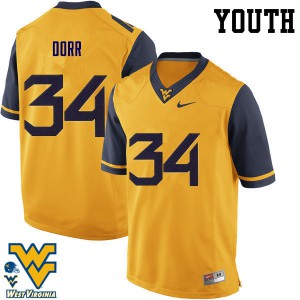 Youth West Virginia Mountaineers #34 Lorenzo Dorr Gold Embroidery Jersey 897735-422