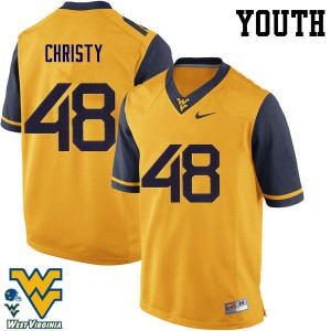 Youth West Virginia University #48 Mac Christy Gold Stitched Jersey 743550-821
