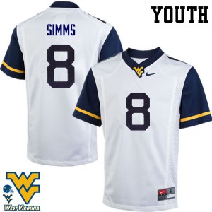 Youth West Virginia #8 Marcus Simms White Football Jerseys 919116-602