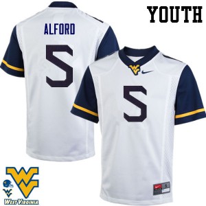 Youth West Virginia Mountaineers #5 Mario Alford White Official Jerseys 639293-312