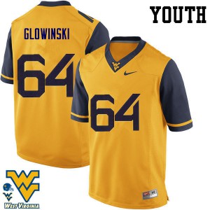 Youth WVU #64 Mark Glowinski Gold Stitch Jerseys 377887-291