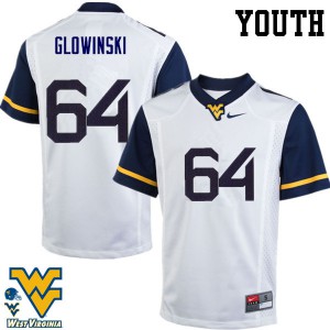 Youth West Virginia Mountaineers #64 Mark Glowinski White Football Jersey 965075-230