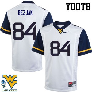 Youth West Virginia University #84 Matt Bezjak White College Jerseys 520569-786