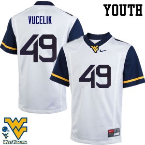 Youth WVU #49 Matt Vucelik White Football Jersey 671247-364