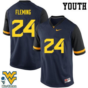Youth West Virginia Mountaineers #24 Maurice Fleming Navy Official Jersey 809028-770