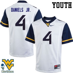 Youth West Virginia Mountaineers #4 Mike Daniels Jr. White Official Jerseys 534619-501