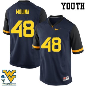 Youth West Virginia University #48 Mike Molina Navy Embroidery Jersey 512905-914