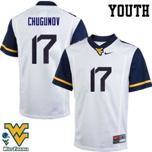Youth West Virginia University #17 Mitch Chugunov White Stitched Jerseys 557121-776