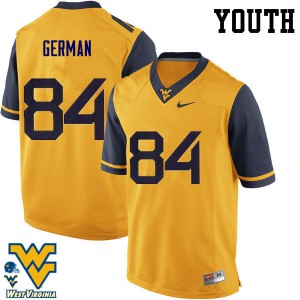 Youth WVU #84 Nate German Gold NCAA Jersey 892787-508