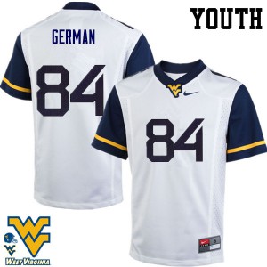 Youth West Virginia Mountaineers #84 Nate German White Stitched Jersey 998653-808
