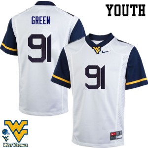 Youth West Virginia #91 Nate Green White Stitch Jerseys 273754-779