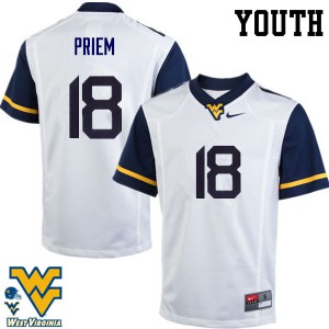 Youth WVU #18 Nick Priem White College Jerseys 793743-758