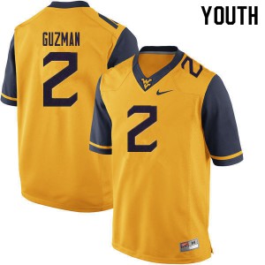 Youth West Virginia University #2 Noah Guzman Yellow 2020 Embroidery Jersey 469253-602