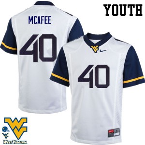 Youth WVU #40 Pat McAfee White High School Jersey 500184-323
