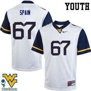Youth West Virginia Mountaineers #67 Quinton Spain White Stitched Jerseys 889187-513