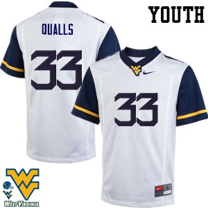 Youth West Virginia #33 Quondarius Qualls White NCAA Jersey 176491-905