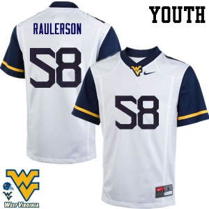 Youth West Virginia #58 Ray Raulerson White Stitch Jerseys 777118-945