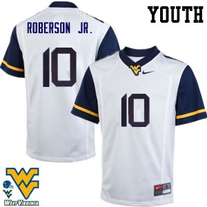Youth West Virginia University #10 Reggie Roberson Jr. White Football Jerseys 761237-359