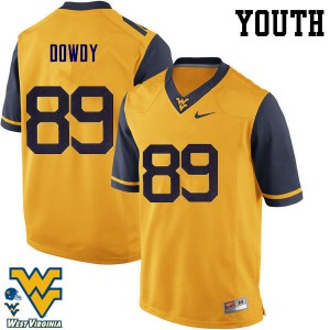 Youth West Virginia Mountaineers #89 Rob Dowdy Gold Embroidery Jersey 813417-846