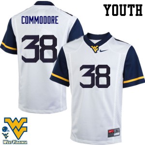 Youth West Virginia #38 Shane Commodore White Official Jerseys 708212-861