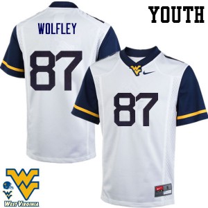 Youth West Virginia Mountaineers #87 Stone Wolfley White Player Jersey 988981-929