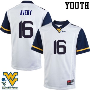 Youth WVU #16 Toyous Avery White Embroidery Jerseys 570833-340