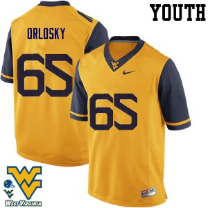 Youth West Virginia Mountaineers #65 Tyler Orlosky Gold Stitched Jersey 891815-701