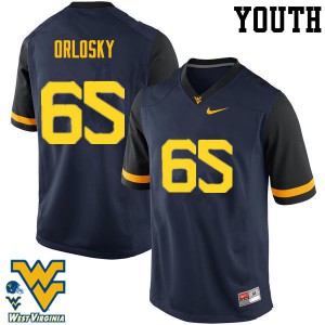 Youth West Virginia University #65 Tyler Orlosky Navy Embroidery Jerseys 432123-923