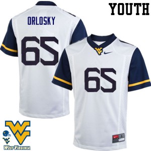 Youth West Virginia Mountaineers #65 Tyler Orlosky White Stitched Jersey 751985-194