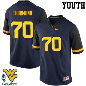 Youth WVU #70 Tyler Thurmond Navy Stitch Jerseys 916827-245