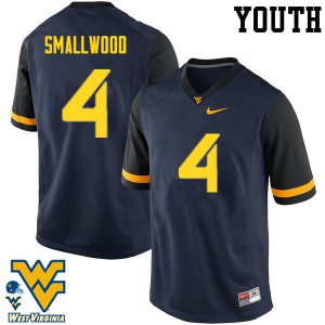 Youth West Virginia Mountaineers #4 Wendell Smallwood Navy Official Jersey 928449-884
