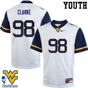 Youth West Virginia Mountaineers #98 Will Clarke White Stitched Jerseys 674392-398