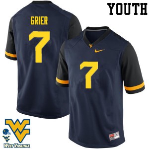 Youth WVU #7 Will Grier Navy Stitch Jerseys 792435-765