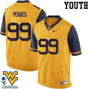 Youth West Virginia University #99 Xavier Pegues Gold Official Jersey 552194-839