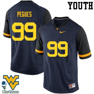 Youth West Virginia Mountaineers #99 Xavier Pegues Navy High School Jerseys 755317-587