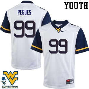 Youth West Virginia Mountaineers #99 Xavier Pegues White Stitched Jersey 553315-988