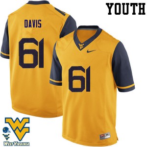 Youth West Virginia #61 Zach Davis Gold Football Jerseys 295745-689