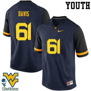 Youth West Virginia #61 Zach Davis Navy Embroidery Jersey 574132-309