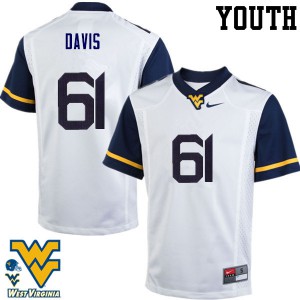 Youth West Virginia University #61 Zach Davis White Stitch Jersey 365008-177