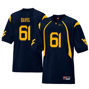 Men West Virginia #61 Zach Davis Navy Retro Stitched Jersey 695001-478
